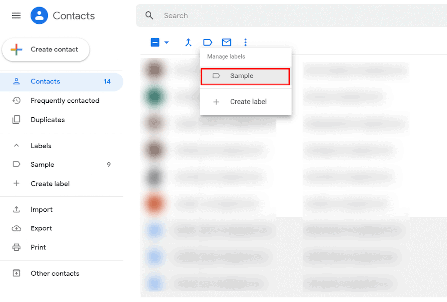 Labels in Google Contacts