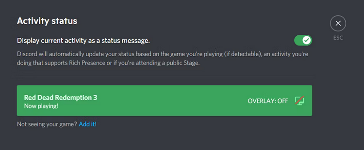 Set Custom Playing Status Discord