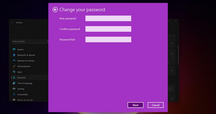 Windows Change Account Password