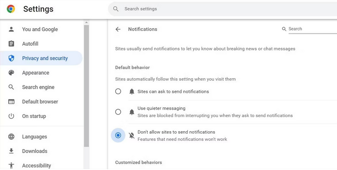 Turn Off Google Chrome Notifications