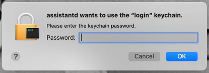 accountsd wants to use the login keychain