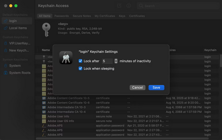 accountsd wants to use the login keychain